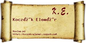 Koczák Elemér névjegykártya