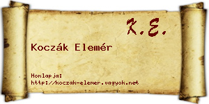 Koczák Elemér névjegykártya